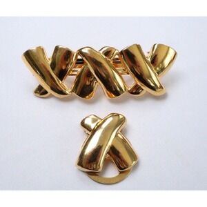 VTG Gold Women's Metal Accessories Hair Barrett Scarf Clip XXX Made In France